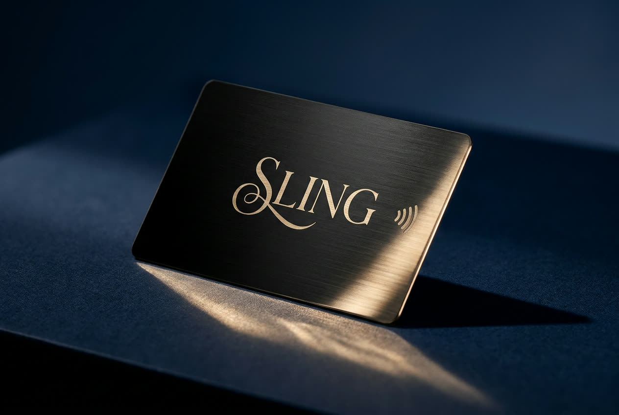 SLING Card édition Premium · acier poli noir mat